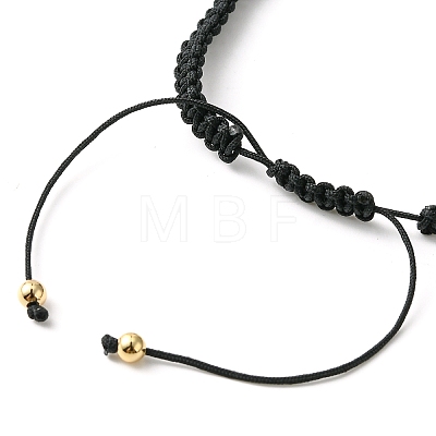 Sport Theme Acylic & Brass Heart Braided Bead Bracelet BJEW-JB09713-1