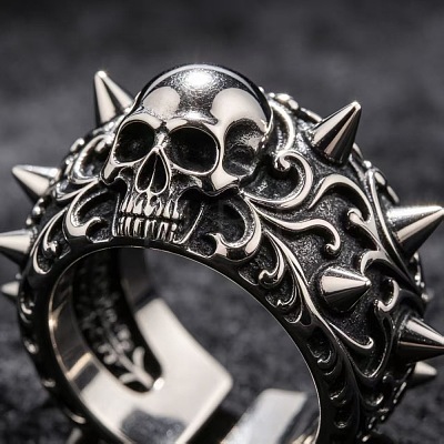 Alloy Skull Rivet Cuff Open Rings WGF9BFE-01-1