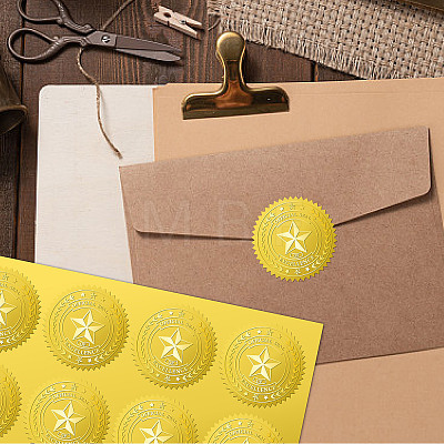 12 Sheets Self Adhesive Gold Foil Embossed Stickers DIY-WH0451-032-1