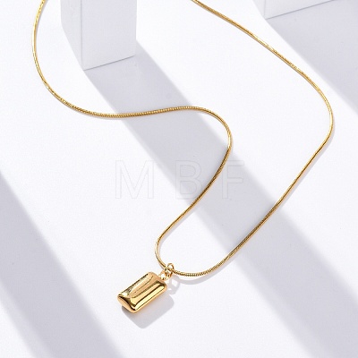 304 Stainless Steel Rectangle Pendant Snake Chain Necklaces for Women Men EJEW-Z044-02G-1