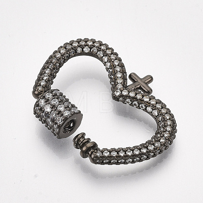 (Holiday Stock-Up Sale)Brass Micro Pave Cubic Zirconia Screw Carabiner Lock Charms ZIRC-S061-145-1