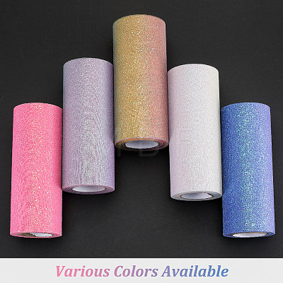 10 Yards Rainbow Color Polyester Tulle Fabric Rolls OCOR-WH0082-136A-1