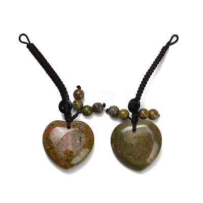 Heart Natural Unakite Pendant Decorations G-K353-07A-1