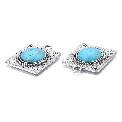 Synthetic Turquoise Pendants PALLOY-N157-027-1