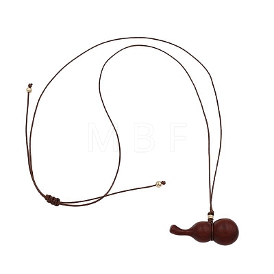 Wood Gourd Pendant Adjustable Waxed Cord Necklaces WGF04D5-02-1