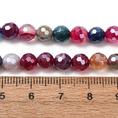 Electroplated Natural Agate Beads Strands G-B191-A07-6mm-11-1