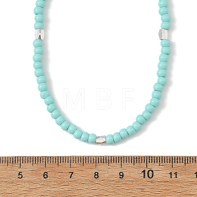 4MM Glass Seed Beaded Necklaces for Women NJEW-JN06543-1