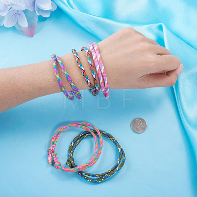 32Pcs 8 Styles Polyester & Spandex Cord Braided Bead Bracelets BJEW-TAC0066-1
