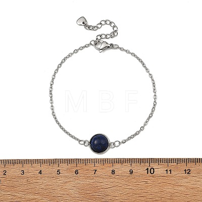Half Round Natural Gemstone Bead Link Bracelets BJEW-JB14120-1