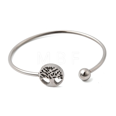 304 Stainless Steel Cuff Bangles for Women BJEW-D436-02P-1
