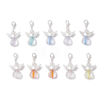 Heart Angel Alloy & Acrylic Pendant Decorations HJEW-JM04595-1