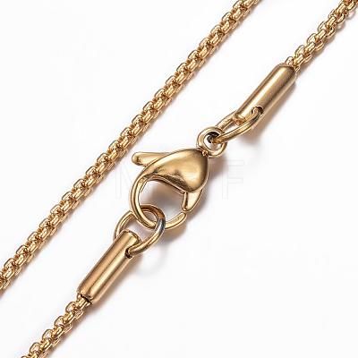 304 Stainless Steel Box Chain Necklaces NJEW-E087-02G-1