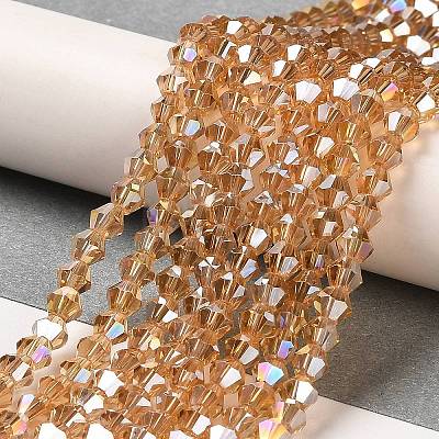 Transparent Electroplate Glass Beads Strands EGLA-A039-T6mm-B18-1