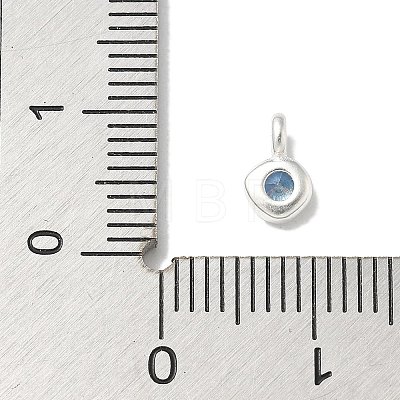 925 Sterling Sliver Cubic Zirconia Flat Round Charms STER-R002-02S-09-1