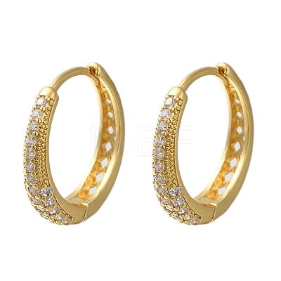 Rack Plating Brass Micro Pave Cubic Zirconia Hoop Earrings EJEW-H143-25G-01-1