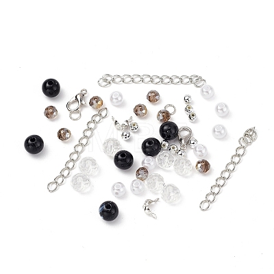DIY Imitation Pearl and Gemstone Beads Bracelets Making Kit DIY-YW0004-33-1