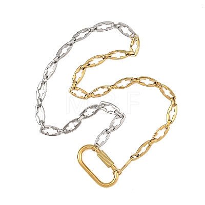 Duo Tone 304 Stainless Steel Hollow Cross Link Chain Necklaces for Women NJEW-JN06650-1