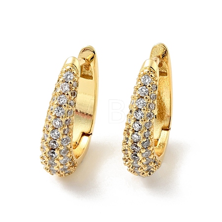 Clear Cubic Zirconia Hoop Earrings EJEW-C028-15G-1