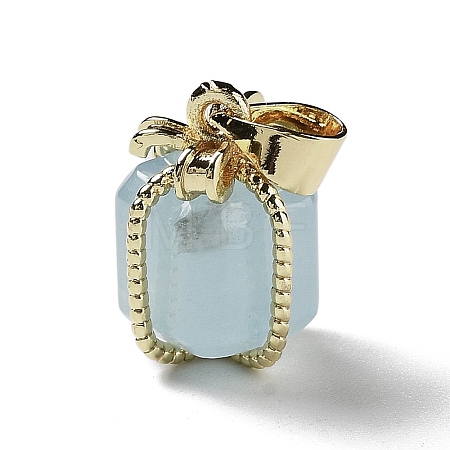 Natural Aquamarine Gift Box Charms X-G-P523-01G-03-1
