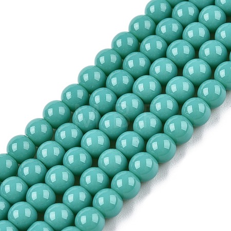 Opaque Solid Color Glass Beads Strands GLAA-T032-P8mm-12A-1