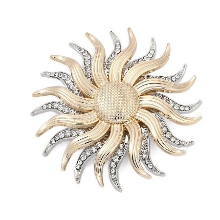 Sunflower Alloy Rhinestone Brooches for Backpack ClothesDouble  PALLOY-D361-12GP-1