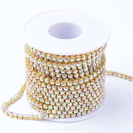 Brass Rhinestone Strass Chains CHC-T001-SS14-02C-1