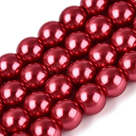 Baking Paint Pearlized Glass Pearl Round Bead Strands X-HY-Q330-8mm-51-1