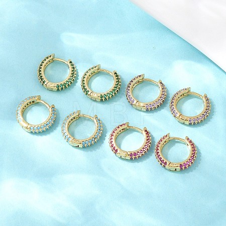 Brass Cubic Zirconia Hoop Earrings EJEW-A156-05G-1