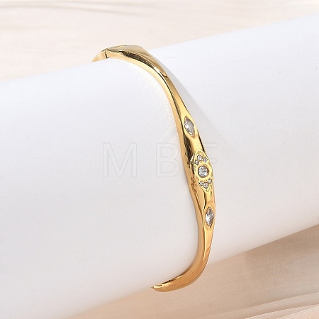 304 Stainless Steel & Rhinestone Hined Bangles for Women BJEW-Z178-08G-1