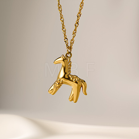 304 Stainless Steel 2026 Horse Pendant Necklaces for Women WG80543-03-1