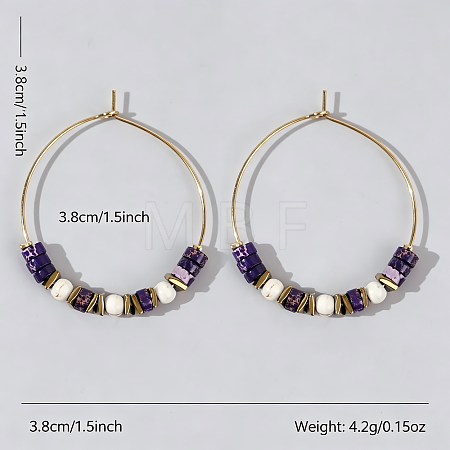 Bohemian Colorful Natural Stone Beaded Hoop Earrings for Women TC8754-4-1