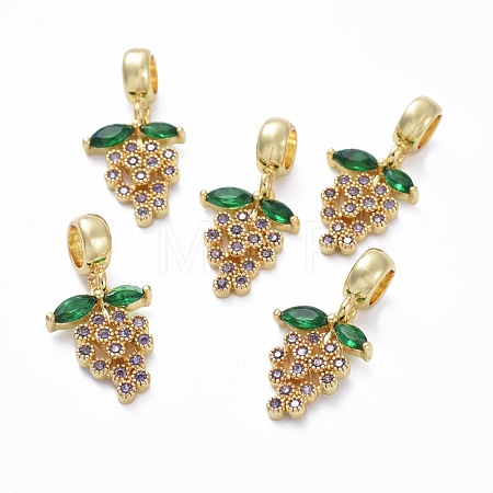 Brass Micro Pave Cubic Zirconia European Dangle Charms ZIRC-F074-05G-1
