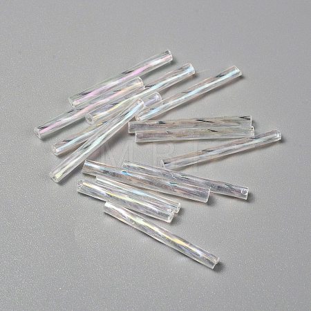 Transparent Colours Rainbow Glass Twist Bugle Beads GLAA-WH0039-11C-1