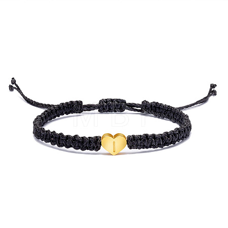 Alloy Heart with Letter Pattern Bead Braided Bead Bracelets FS-WGEB992-09-1