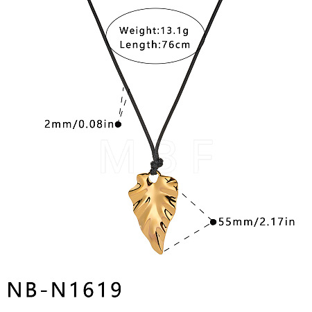 304 Stainless Steel Geometric Pendant Black Cord Necklaces FS-WG6204F-03-1