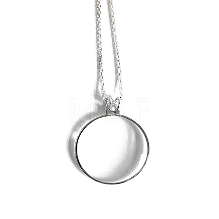 Flat Round Glass Magnifying Pendant Necklace TOOL-PW0002-04S-1