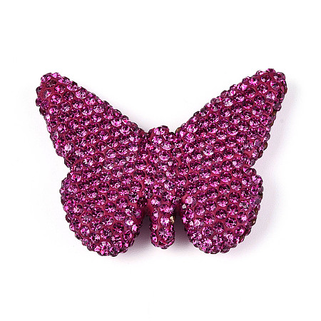 Butterfly Shaped Handmade Polymer Clay Rhinestone Beads CLAY-T023-23A-1