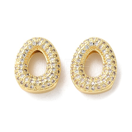 Rack Plating Brass Micro Pave Cubic Zirconia Slide Charms KK-C084-34G-O-1