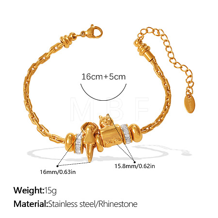 304 Stainless Steel & Cubic Zirconia Link Bracelets WG7FB07-02-1