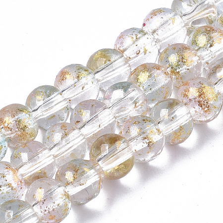 Transparent Spray Painted Glass Bead Strands GLAA-N035-03A-B07-1