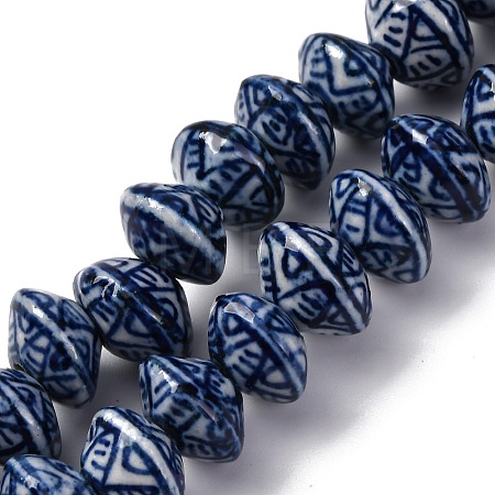 Handmade Blue and White Porcelain Beads Strands PORC-I027-09-1