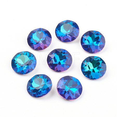 Pointed Back & Back Plated Glass Rhinestone Cabochons X-RGLA-J012-8mm-001BB-1