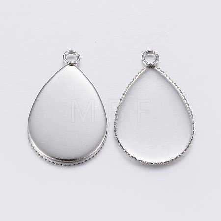 Tarnish Resistant 304 Stainless Steel Pendant Cabochon Settings X-STAS-P198-14A-1