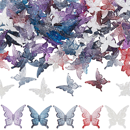 100Pcs 5 Colors Acrylic Beads TACR-SP0001-44-1