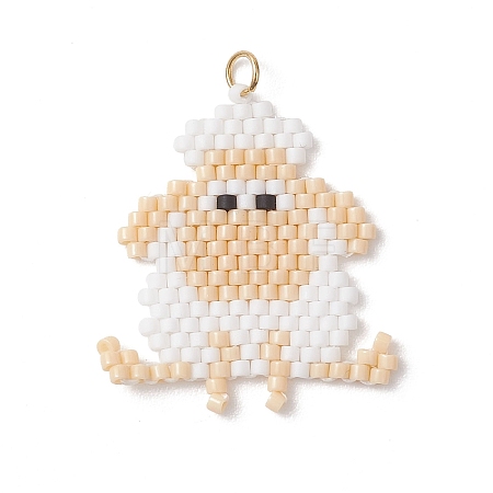 Beaded Sheep Charms PALLOY-MZ01160-02-1