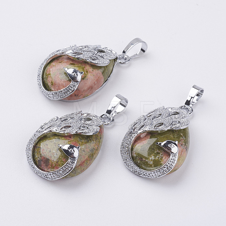 Natural Unakite Pendants G-E442-04H-1