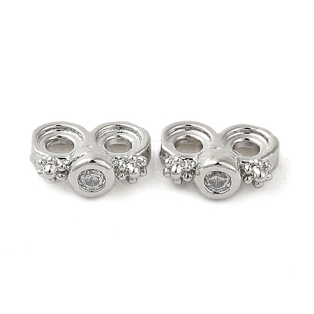 Rack Plating Brass Pave Clear Cubic Zirconia Spacer Bars KK-B088-11A-P-1