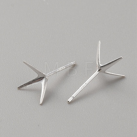 925 Sterling Silver Stud Earring Findings STER-WH0008-15G-S-1