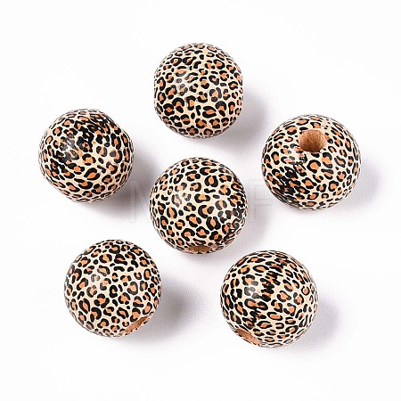 Printed Schima Wood Beads X-WOOD-N017-01D-1