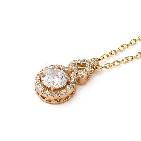 Brass Micro Pave Cubic Zirconia Pendant Necklaces NJEW-E106-11KCG-01-1